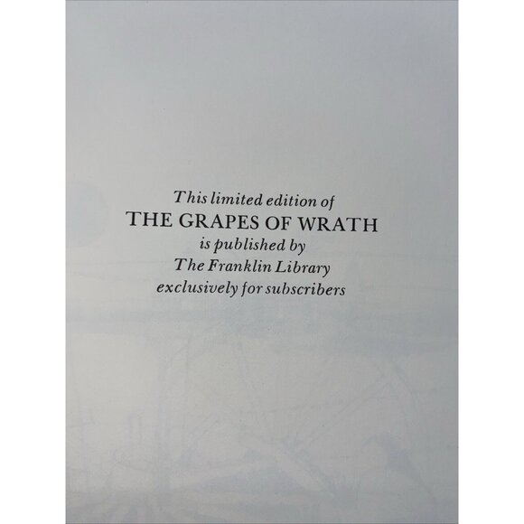 The Grapes Of Wrath By John Steinbeck The Franklin Library Limited Edition Book - Picture 12 of 16